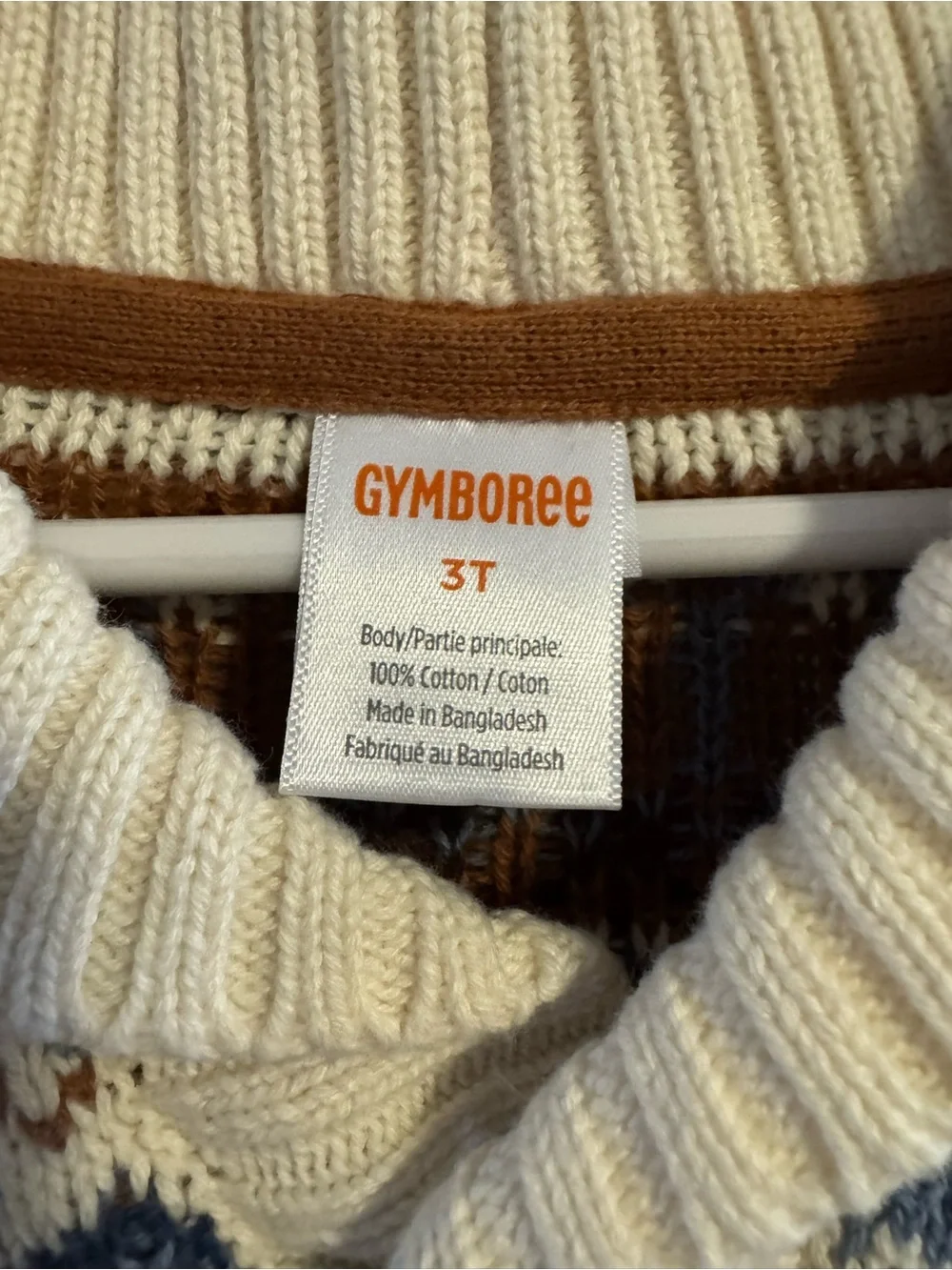 Gymboree cream & blue bear cardigan, 3T